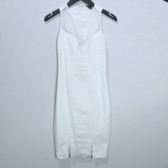 MARCIANO White Dress with Bottom Slits & Mesh Front Detail - Picture 6 of 10